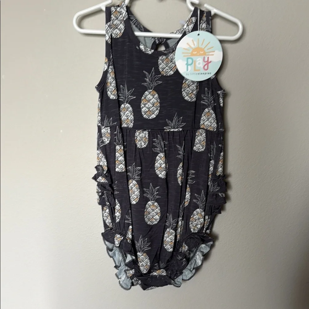 Little Sleepies Play Bubble Romper 3T Pinapples Grey Ruffles Viscose Bamboo NWT